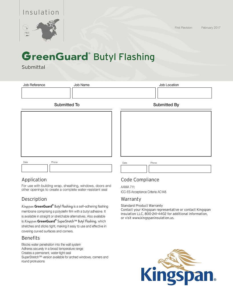 GreenGuard SuperStretch Butyl Flashing Kingspan 6in X 75ft