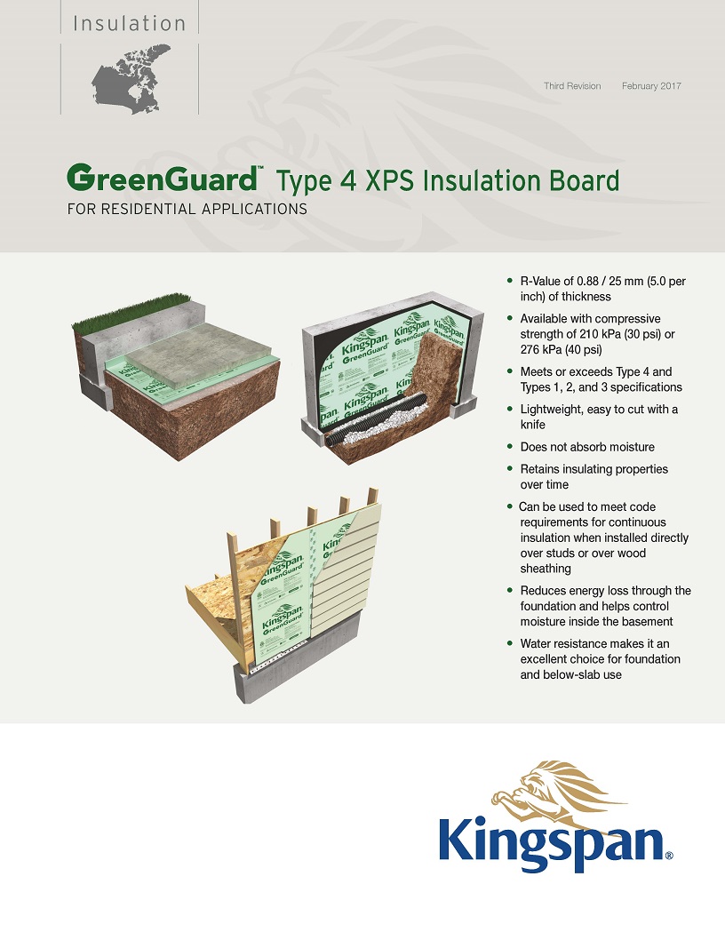 GreenGuard Type 4 XPS Insulation Board Kingspan Canada