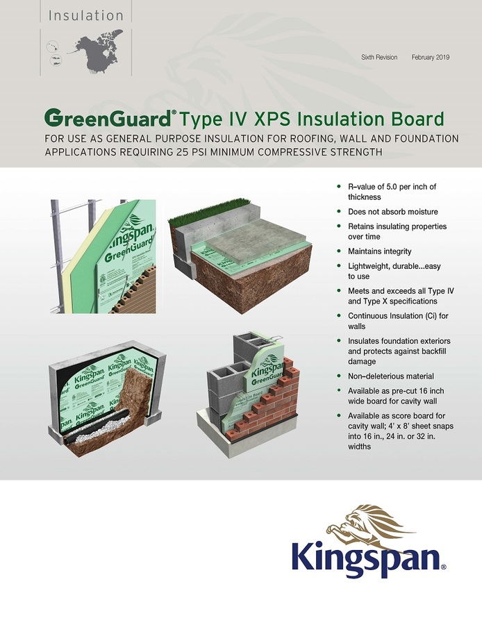 GreenGuard Type IV 25 psi XPS Insulation Board Kingspan USA